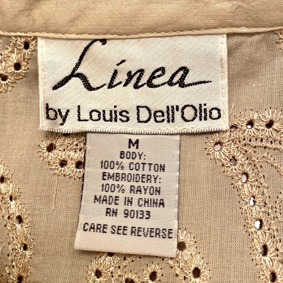 Linea by Louis Dell’Olio Cream Paisley Embroidered Puff Short Sleeve Top Size M - Picture 9 of 10